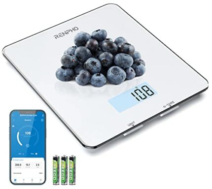 RENPHO Electronic Digital Kitchen Scales with Tare Function, Food Weighing Cooking Scale for Baking and Calorie Counting, Tempered Glass Platform