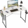 COTUBLR 31 Inch Computer Desk, Home Office Desk, Simple Modern Small Desk for Bedroom, Writing Desk with Storage Bag, Study Table for Students, B