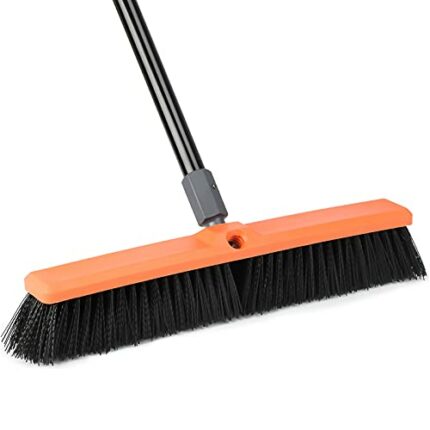 Garden Broom Heavy Duty Outdoor, 160cm Long Handle with 18" Stiff Hard Bristle Yard Brush for Sweeping Garage Floor Patio Pathways