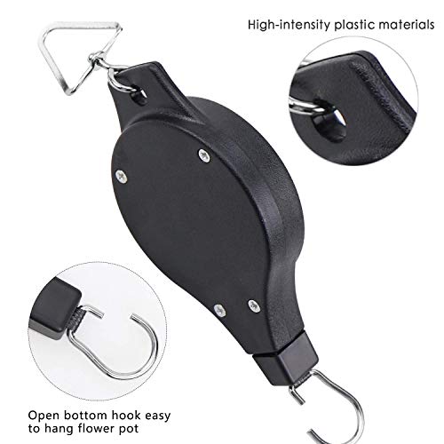 kuou 2 Pieces Plant Pulley, Hanging Basket Pulley Retractable Plant Hanger Heavy Duty Plant Pulley Hook for Garden Hanging Baskets and Birds Feed