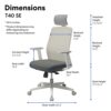 SIDIZ T40 SE Ergonomic Office Chair : Comfortable Home Office Chair for Light Users with Reclining Tilt Lock, Headrest, 3D Armrests, Mesh Back Co