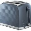 Russell Hobbs 26063 2 Slice Toaster - Contemporary Honeycomb Design with Extra Wide Slots and High Lift Feature, Grey