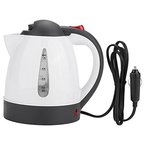 Raguso Portable Stainless Steel 1000ml 24V Travel Car Truck Kettle Fast Hot Water Heater Bottle for Tea Coffee Making Fast Warmer for Home Party