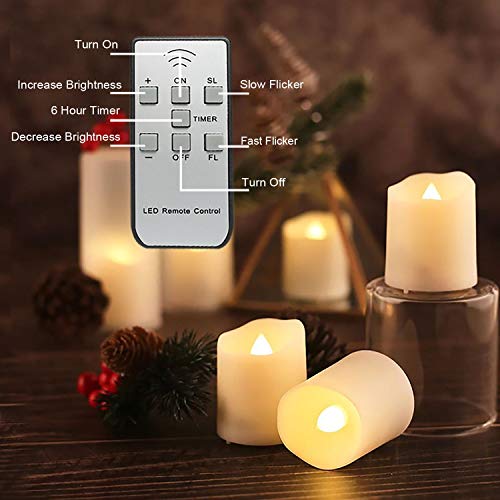 Homemory 6 PCS Rechargeable Flameless Tealights Votive Candles with Remote, Battery Tea Lights with Timer, Electric Fake Candle in Warm White (US
