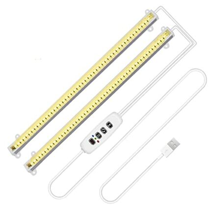 Craftsboys LED Plant Grow Light Strips Full Spectrum for Indoor Plants with Auto ON / Off Timer, 48 LEDs / 10 Dimmable Levels, Sunlike Grow Lamp