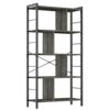 armocity Bookshelf 5 Tier Tall Industrial Bookcase Wood Metal Frame Standing Book Shelf, Display Bookshelves Storage Organizer for Bedroom Living