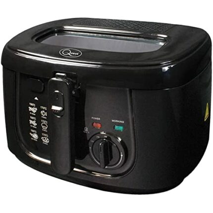 Quest 35239 2.5L Deep Fryer / Features Removable Lid & Large Observation Window / Adjustable Temperature / Ergonomic Cool Touch Handle / Black