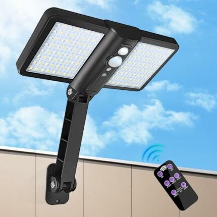 Daixilan Solar Lights Outdoor, 128 Led Super Bright Lamp, Wireless Waterproof Solar Flood Light, Security Motion Sensor Wall Light for Deck, Fenc