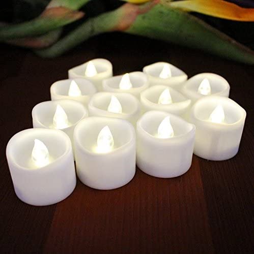 GrassVillage Pack of 24 Realistic and Bright Led Candle Lights in Wave Design, 3.5 cm x 4 cm Tall, Flameless Tea Light Candles, Electric Fake Can