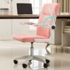 n/a Office Desk Chair Mid Back Leather Height Adjustable Swivel Ribbed Chairs Ergonomic Executive Conference Task Chair with Arms