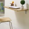 FALIYORS Wall-mounted Drop-leaf Table, Floating Computer Desk Wood Wall-Mounted Table Study Desk Double Support Side Table Kitchen Trestle Desk f
