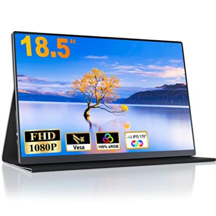 CUIUIC Portable Gaming Monitor 18.5 inch, portable laptop Full HD IPS Screen with HDR 1080P 100% sRGB, HDMI and USB Type-C Connection, VESA, Seco