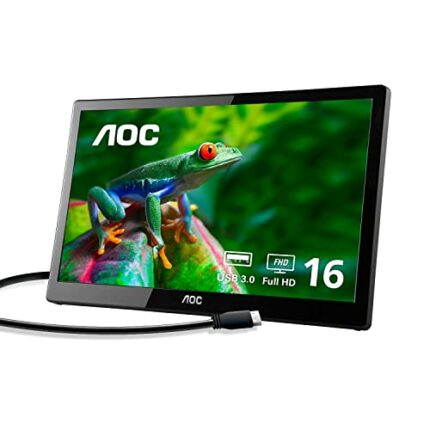 AOC i1659fwux 16-inch IPS Ultra Slim Full HD 1920x 1080, 220cd/m2, USB 3.0 powered portable LED monitor w/case