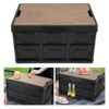 Alomejor 30L Foldable storage box,Multifunctional Car folding box Waterproof Storage Box with Wooden Panel for Outdoor(Black) Camping storage