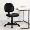 Flash Furniture Mid LeatherSoft Swivel Ergonomic Task Office Chair with Back Depth Adjustment, Metal, Black, Set of 1