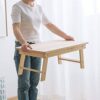N/A Pine Wood Folding Laptop Desk Portable Lap Table For Study And Reading Home Lazy Bed Desk Home Furniture