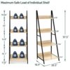 SpringSun 4-Tier Ladder Shelf, Wood Plant Flower Stand Storage Rack Shelf Steel Frame for Office and Home