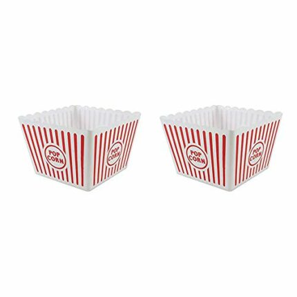 St@llion 2 Pcs Retro Popcorn Holder Boxes, Plastic Red and White Striped for Christmas Party, Candy Container, Sweets Food Snacks Holders, Birthd
