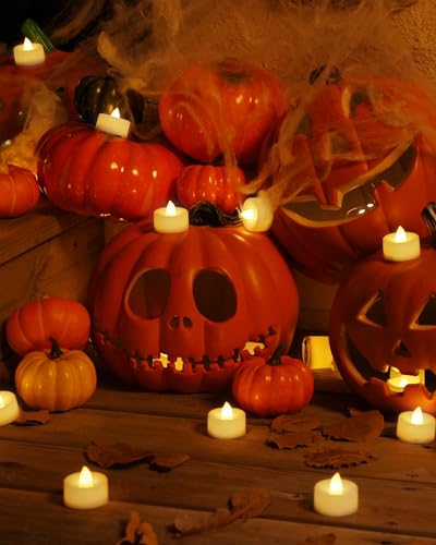 Homemory 24 Pack Warm White Battery LED Tea Lights, Lasts 3X Longer, 200Hours, Flameless Flickering Tealight Candle, Electric Fake Candle for Vot