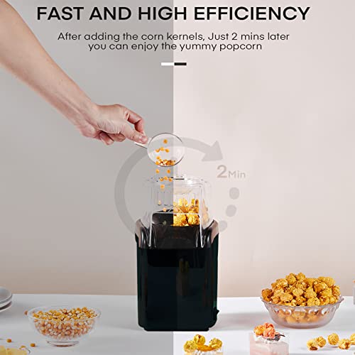 Popcorn Maker, HOUSNAT 1200w Upgraded Electric Popcorn Machine, 2 Minutes Qucik Popping, Hot Air Popcorn Popper for Fat-Free and Healthy Snacking