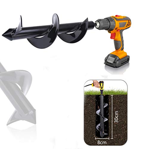 Earth Auger Drill Bit Planter Digger Auger Tool for Outdoor Garden Planting 8 x 30cm