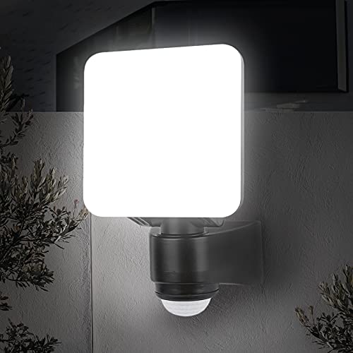Outdoor LED Wall Light with Motion Sensor, 10W IP54 PIR Infrared Motion Sensor Outside Security LED Flood Light, 900LM 4000K Daylight White, Idea