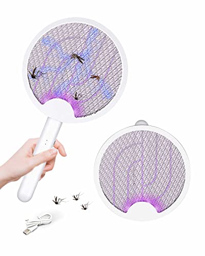 Gdsode Foldable Electric Fly Swatter, 2 In 1 USB Rechargeable Electric Fly Zapper, Rotatable Electric Fly Killer with Trapping Lights, Fly Swatte