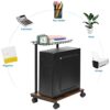 ABQ Computer Tower Stand, C-Shape Mobile CPU Holder with Storage Basket, 2 Tier CPU Stand Cart with Lockable Wheels, Fits Most Gaming PC Under De