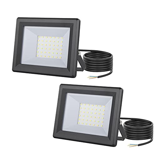 lNGRIKT 30W Led Floodlight Outdoor, Super Bright 3000 Lumen LED Security Lights, IP65 Waterproof, 6500K Cool White Outdoor Flood Light with 1.5M