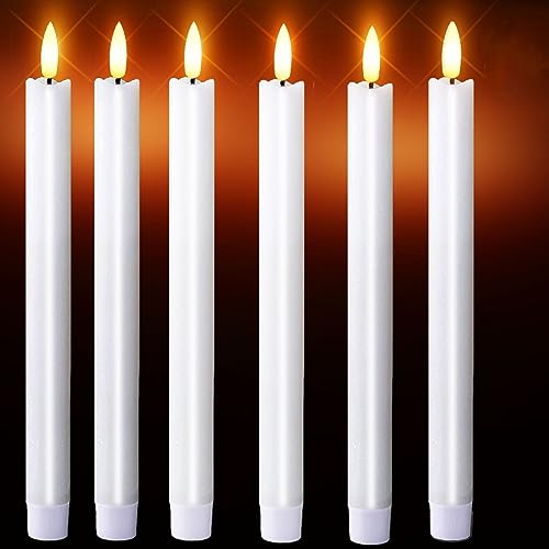 Flameless Black Taper Candles with 6H Timer,Flickering Battery Operated Window Candles,10 Inch Long 3D Flame Plastic Candles for candlesticks, Le