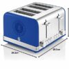 Swan Official Rangers Football Club 4 Slice Retro Toaster, Blue, 1600W, Red Indicator Lights, Defrost and Reheat Settings, Removable Crumb Tray,