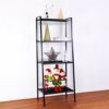 AHomyee Bookshelf Ladder, 4-Tier Iron Book Storage Rack Plant Displaying Ladder Shelf Bathroom Rack, Freestanding Bookcase for Home/Office/Balcon