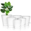 Warmplus Self-Watering Plant Pots Indoor, 20/17.5/16.5/15/14/12.5cm Plastic Flowerpots with Drainage Holes Saucer and Reservoir, Indoor Modern De