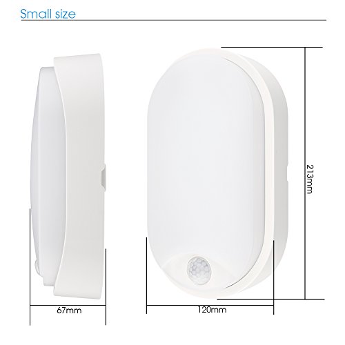 M EGA MEGACUBE 10W LED 4000K IP54 Flush Wall Mounted PIR Sensor Oval Bulkhead Light Fixture for Outdoor,Garden, Shed, Porch, Garage, Workshop, Pa