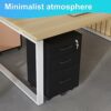 3 Drawer Wood Mobile File Cabinet with 1 Lock, Under Desk File Cabinet with 5 Wheels, Rolling Filing Cabinet for Home Office, Filing Cabinet Orga