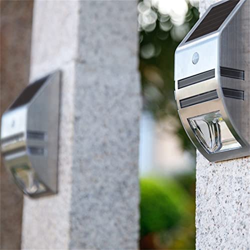 NEWNEN Solar Fence Lights, 4 Pack Solar Lights Outdoor, Upgraded Solar Security Lights with PIR Motion Sensor, IP65 Powered Waterproof Outside So