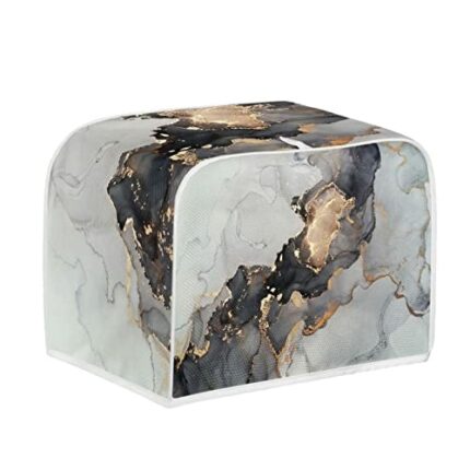 COEQINE 2 Slice Toaster Cover, Machine Washable Kitchen Appliance Covers With Marble Patttern for Dustproof Fingerprint Size S