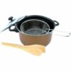 Almineez 5pc Black Non Stick Chip Pan Set Fryer Deep Fat Frying Basket Pot W Glass Lid 2l - 24cm Suitable for Gas, Electric and Solid Hotplates