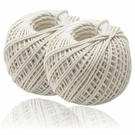 ANEEQA Cooking String Garden Twine Natural Cotton Macrame Craft Cord Off White Ball Approx50 Meter Kitchen Trussing Culinary Thin Meat Rope Plant