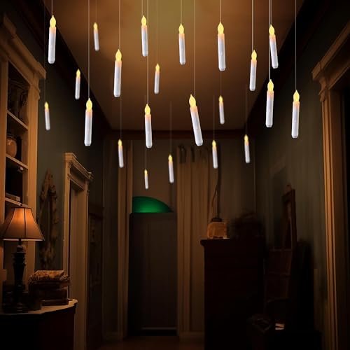 Raycare 12PCS LED Taper Candle Lights, Harry Potter Floating Candles, Flameless Battery Operated Window Candles for Christmas Wedding Birthday Pa