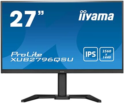 iiyama XUB2796QSU-B5 27 Inch IPS LCD with Slim Bezel, 1 ms, 2560 x 1440, 1 x HDMI, 1 x DisplayPort, 2 x USB, 2 x 2 W Speakers, 150 mm HA Stand