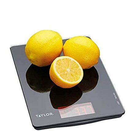 Taylor Pro Digital Ultra Thin Kitchen Food Scales, Compact Slimline Professional Standard with Tare Feature and Precision Accuracy, Black Glass,