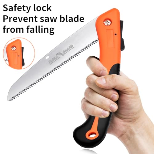 FLORA GUARD 6.3 Inch Folding Pruning Saw - Hand Garden Saw, Saw for Trees with Non-Slip Handles and Safey Lock, Sturdy and Lightweight