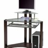Major-Q 30" H Contemporary Style Modern Pewter Finish Clear Glass Top Home Office Computer Desk, 9000118
