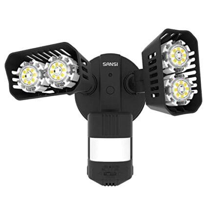 SANSI 18W LED Security Lights Outdoor Motion Sensor, 1800LM 5000K Daylight 200W Equivalent LED PIR Sensor Floodlight with Adjustable Twin Heads I