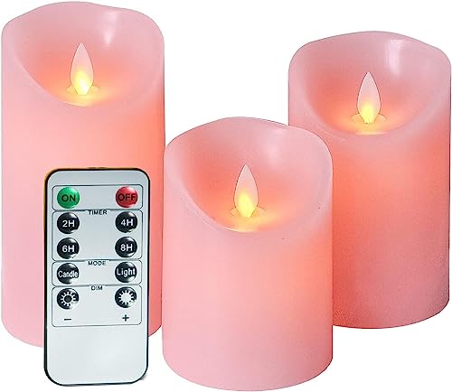 Led Candles Flameless Candles, 4"/5"/6"Set of 3 Flameless Flickering Candles Battery Operated with 24 Hour Timer and 10 Key Remote Control, Ivory