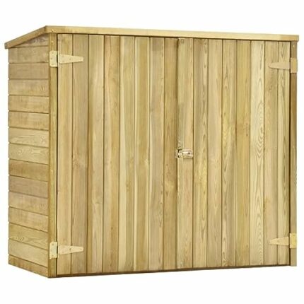 LUKEO Garden Shed Outdoor House with 3 Shelves for Tools and Lawn Mower Storage Space Impregnated Pinewood,135x60x123cm