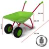 Topwell Kids Wheelbarrow Outdoor Toy Barrow Dual-Wheel Barrow For Child Metal Construction Garden Beach Wheel Barrow-Red/Green