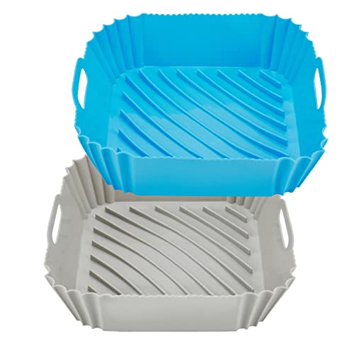Air Fryer Liners – Durable Air Fryer Silicone Liners – Air Fryer Liners Square with Practical Handles – Dishwasher and Oven Friendly Silicone Air