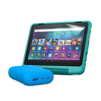 Fire HD 8 Kids Pro tablet (Hello Teal) + Kids Portable Charger (Blue) + NuPro Screen Protector (2-pack)